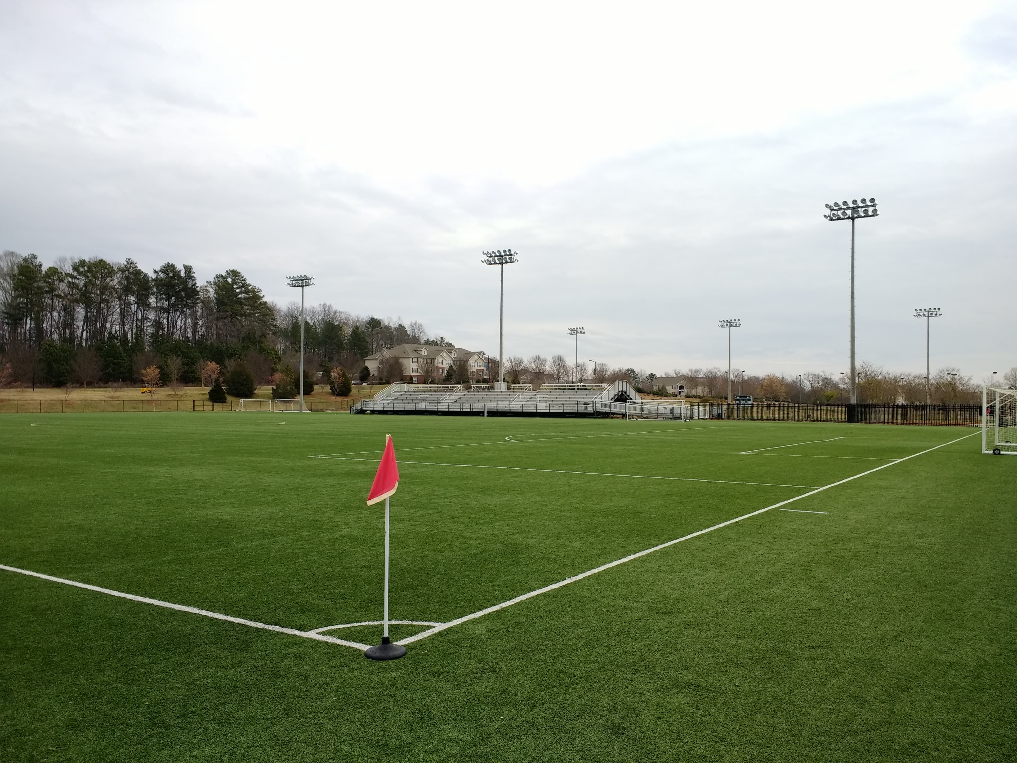 Wide football field ready for team play