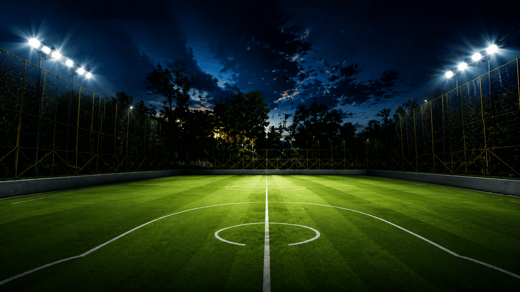 Victory Arena floodlit football turf and sports facility at night